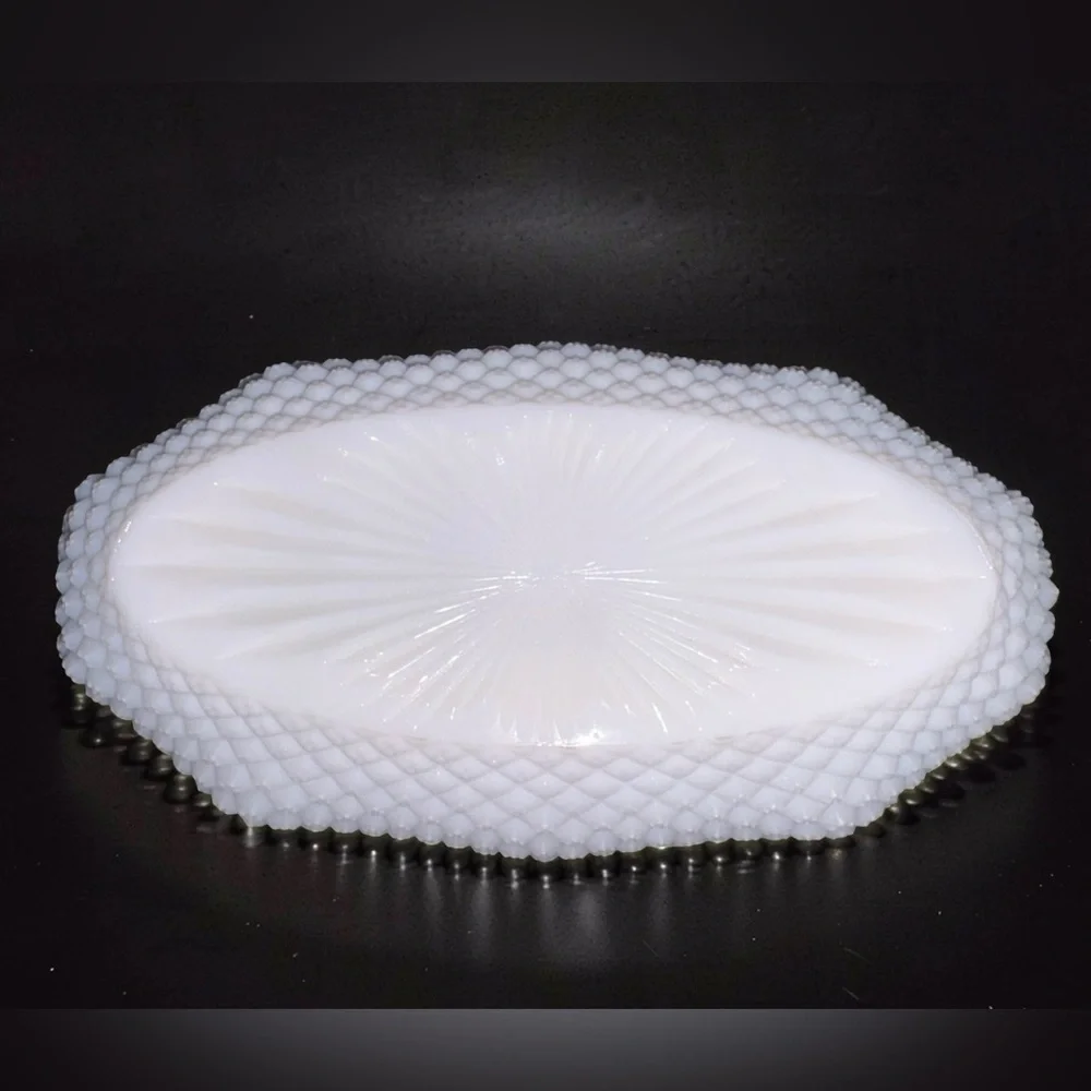 Vintage Westmoreland Milk Glass Pickle Dish English Hobnail Sawtooth Edge